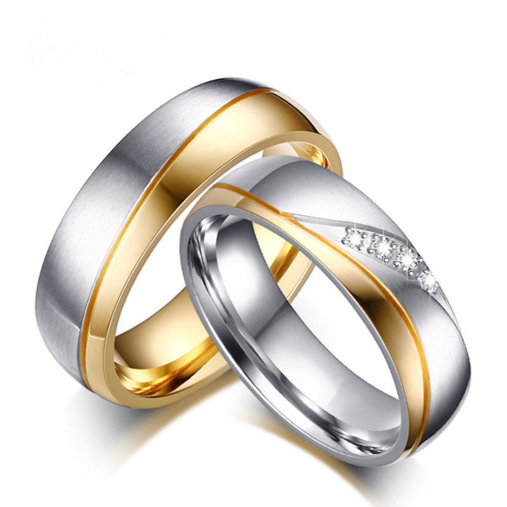 18K Gold Plated CZ Stainless Steel